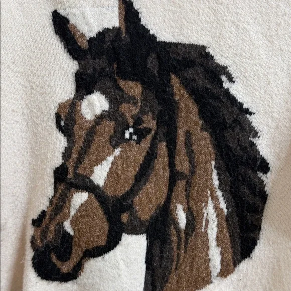 Belldini Cream and Brown Horse Design Sweater - Picture 3 of 6